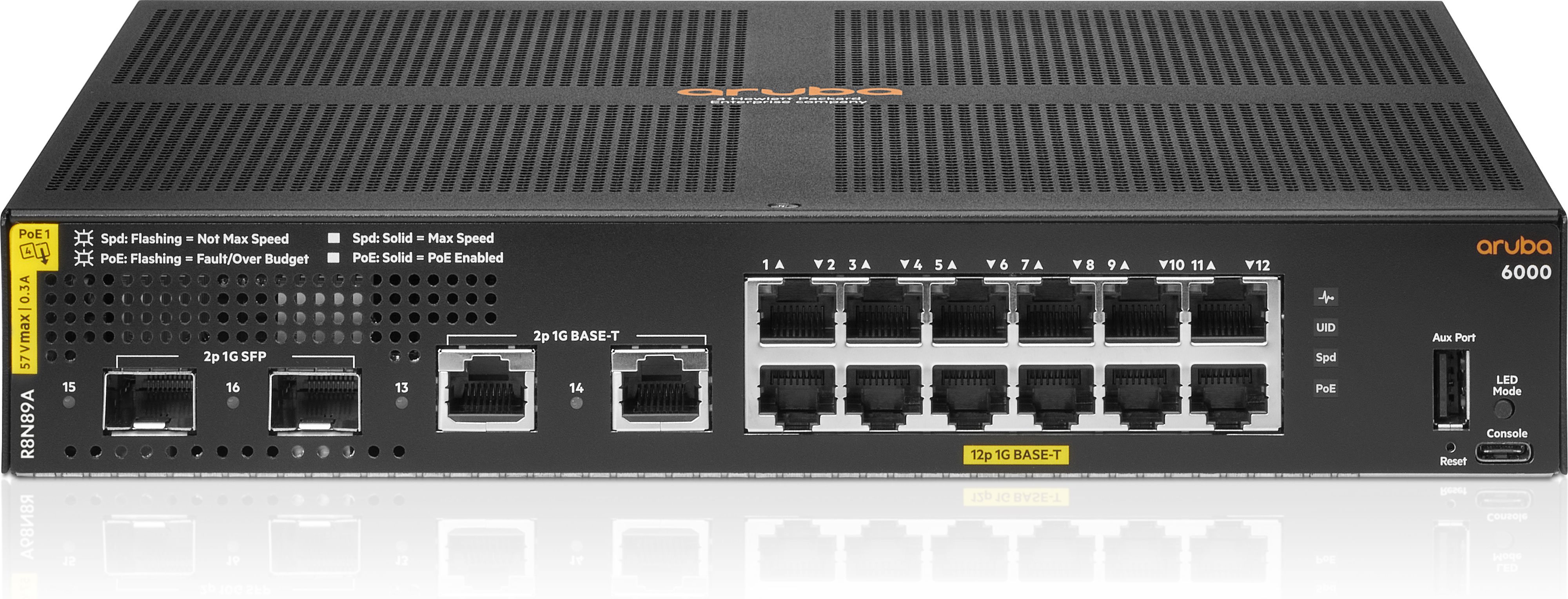 HPE Aruba 6000 12G CL4 2SFP 139W Switch Europe - English localization